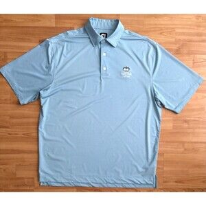 FootJoy Golf Polo Shirt Men XL Blue Micro Stripe Performance Stretch Royal Links
